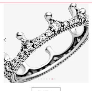 PANDORA Sterling Silver clear sparkling crown ring